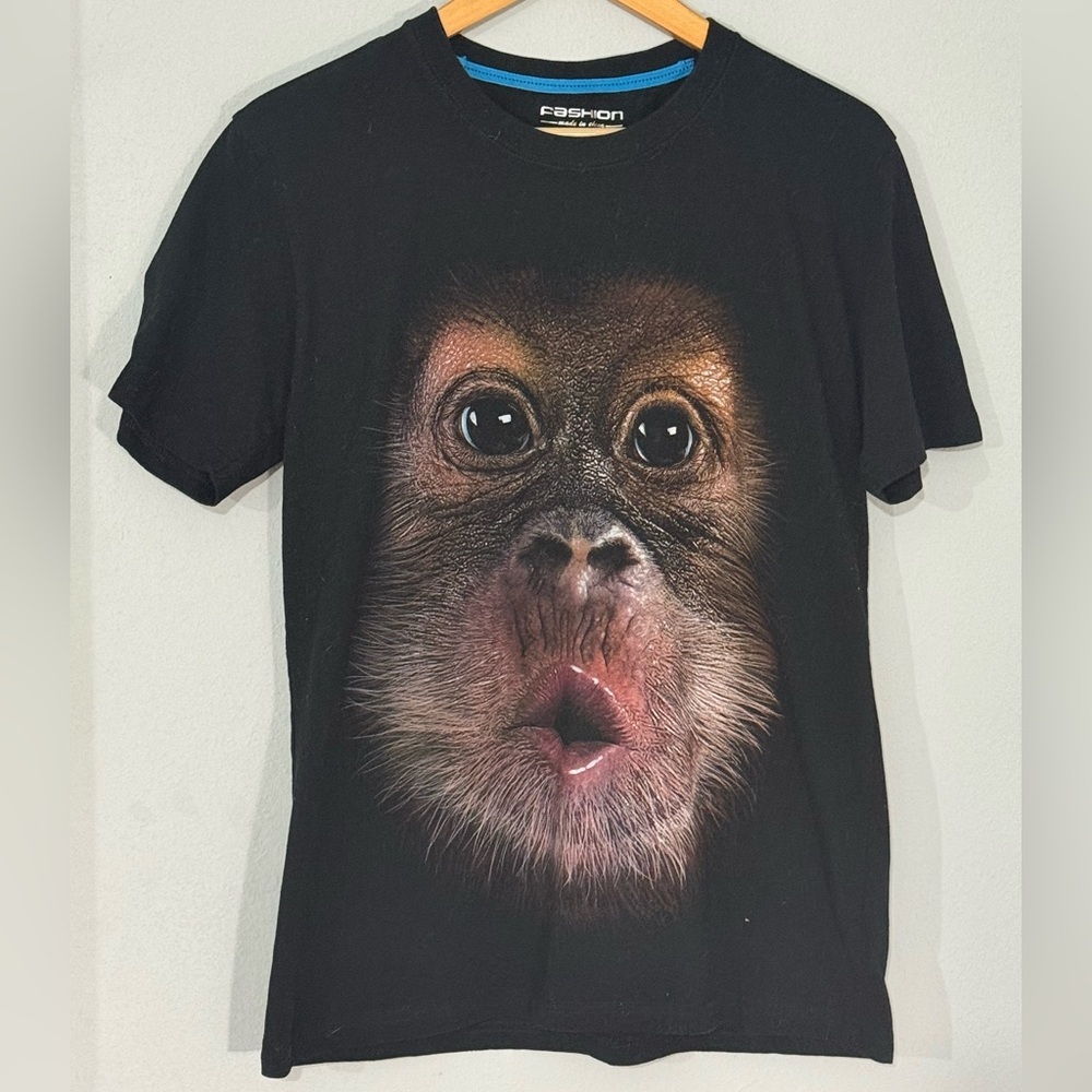 Monkey Face Graphic T-Shirt Men’s XL Black Funny Statement